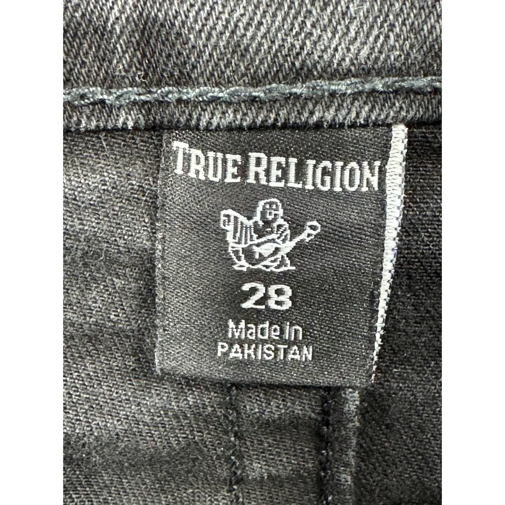 True Religion Mens Ricky Relaxed Straight Flap Pocket Black Jeans 28 Meas: 29x32